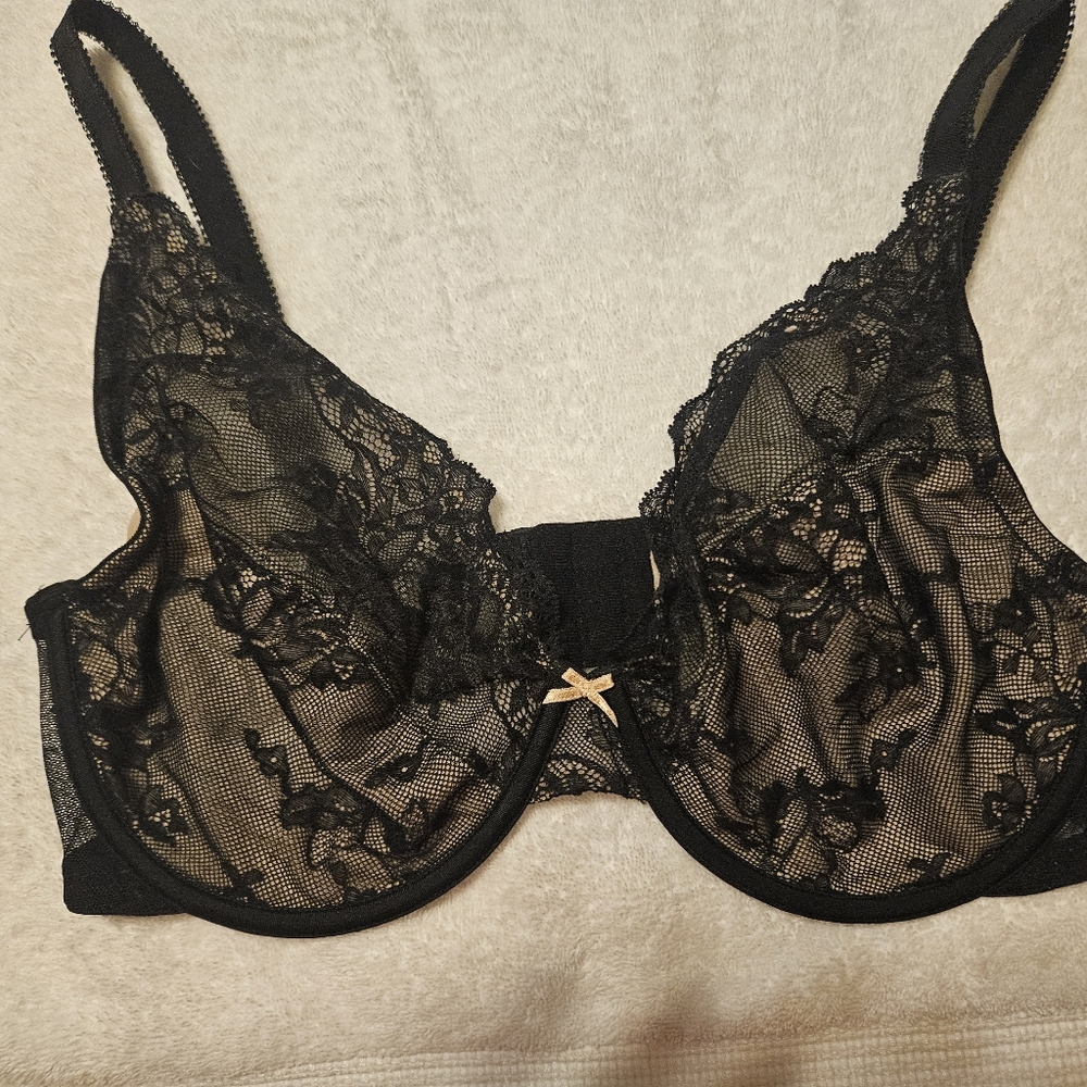 Gilligan & Omalley Elegant Black Lace Bra 38DD New Underwire